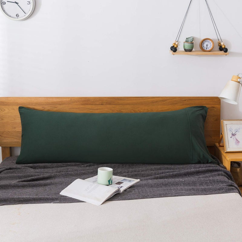 H HOUSEHOLD Household 100% Jersey Cotton Pillowcase 20â€x54â€-Light Weight, Comfortable, Super Soft Pillow Case with Envelope Closure Extremely Durable(Dark Green, Body Size Pillowcase) - Image 1